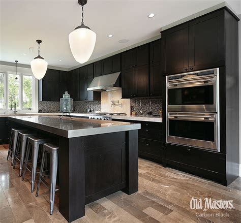 kitchen with espresso cabinets and stainless steel island countertop|antique espresso kitchen cabinets.